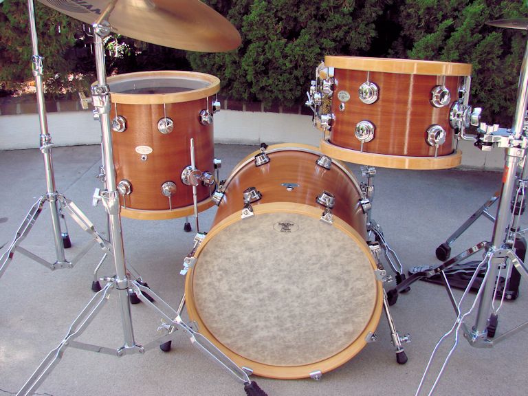 Mahogany Drum Kit with wood Hoops